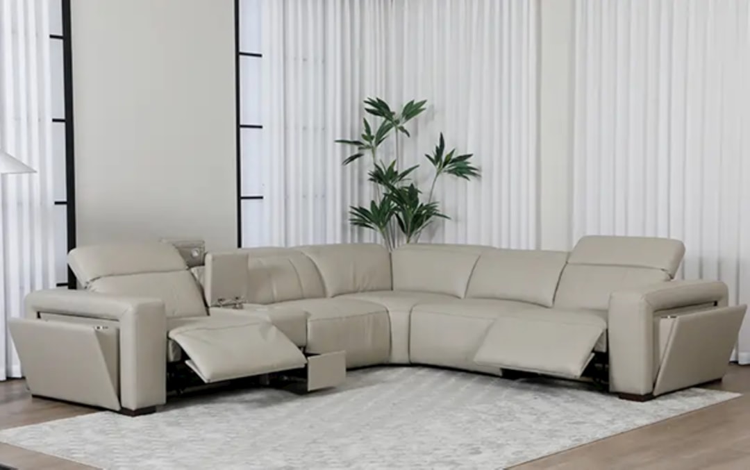Modern Leather Power Reclining Sectional Sofa