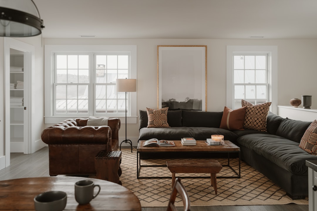 Modern Leather Power Reclining Sectional Sofa in contemporary living room setting